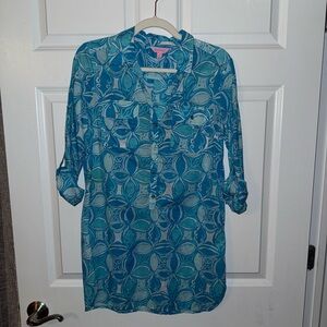 Blue Patterned Women's Top